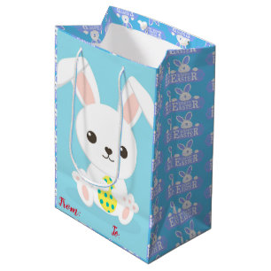 Happy Easter Holiday Bunny Floral Medium Cadeauzakje