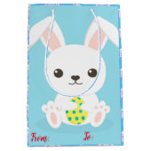 Happy Easter Holiday Bunny Floral Medium Cadeauzakje (Voorkant)