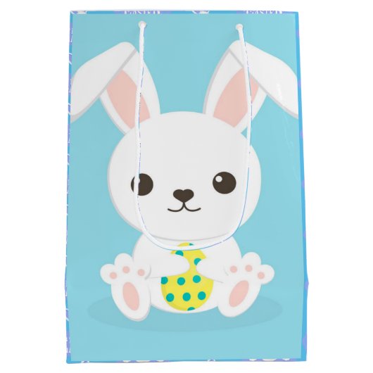 Happy Easter Holiday Bunny Floral Medium Cadeauzakje (Achterkant)