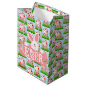 Happy Easter Holiday Bunny Floral Medium Cadeauzakje (Voorkant Gekanteld)