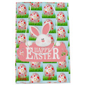 Happy Easter Holiday Bunny Floral Medium Cadeauzakje (Voorkant)
