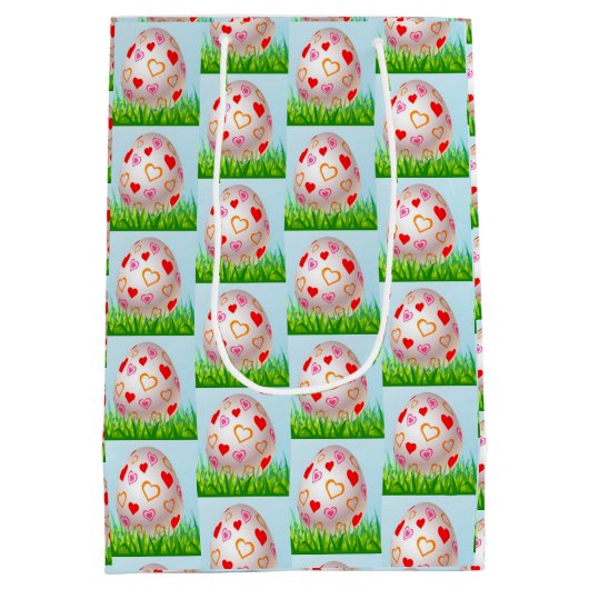 Happy Easter Holiday Bunny Floral Medium Cadeauzakje (Achterkant)