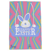 Happy Easter Holiday Bunny Floral Medium Cadeauzakje (Voorkant)
