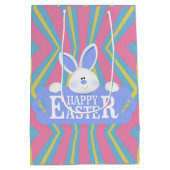 Happy Easter Holiday Bunny Floral Medium Cadeauzakje (Achterkant)
