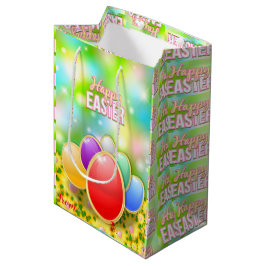 Happy Easter Holiday Bunny Floral Medium Cadeauzakje