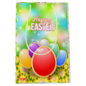 Happy Easter Holiday Bunny Floral Medium Cadeauzakje (Voorkant)