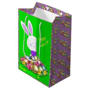 Happy Easter Holiday Bunny Floral Medium Cadeauzakje