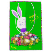 Happy Easter Holiday Bunny Floral Medium Cadeauzakje (Voorkant)
