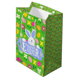 Happy Easter Holiday Bunny Floral Medium Cadeauzakje