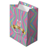 Happy Easter Holiday Bunny Floral Medium Cadeauzakje (Voorkant Gekanteld)