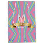 Happy Easter Holiday Bunny Floral Medium Cadeauzakje (Voorkant)