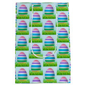 Happy Easter Holiday Bunny Floral Medium Cadeauzakje (Achterkant)