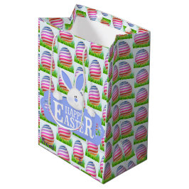 Happy Easter Holiday Bunny Floral Medium Cadeauzakje