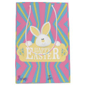 Happy Easter Holiday Bunny Floral Medium Cadeauzakje (Voorkant)