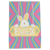 Happy Easter Holiday Bunny Floral Medium Cadeauzakje (Achterkant)