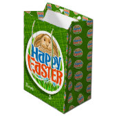 Happy Easter Holiday Bunny Floral Medium Cadeauzakje (Voorkant Gekanteld)