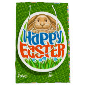 Happy Easter Holiday Bunny Floral Medium Cadeauzakje (Voorkant)