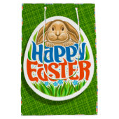 Happy Easter Holiday Bunny Floral Medium Cadeauzakje (Achterkant)