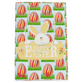 Happy Easter Holiday Bunny Floral Medium Cadeauzakje (Voorkant)