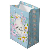 Happy Easter Holiday Bunny Floral Medium Cadeauzakje (Voorkant Gekanteld)