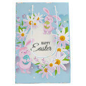 Happy Easter Holiday Bunny Floral Medium Cadeauzakje (Achterkant)