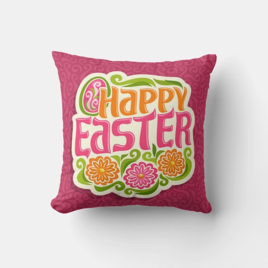 Happy Easter Holiday Trendy Bunny Floral Kussen (Voorkant)