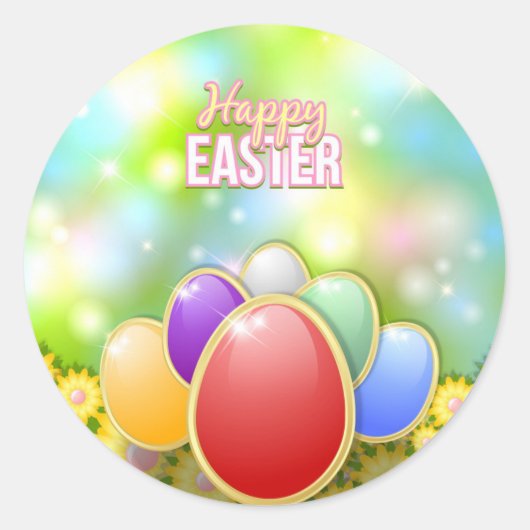 Happy Easter Holiday Trendy Bunny Floral Ronde Sticker (Voorkant)