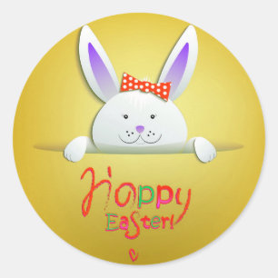 Happy Easter Holiday Trendy Bunny Floral Ronde Sticker