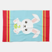 Happy Easter Holiday Trendy Bunny Floral Theedoek (Horizontaal)