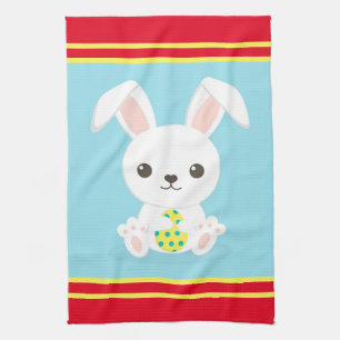 Happy Easter Holiday Trendy Bunny Floral Theedoek
