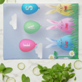 Happy Easter Holiday Trendy Bunny Floral Theedoek (Gevouwen)