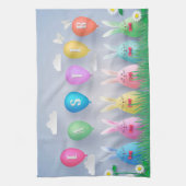 Happy Easter Holiday Trendy Bunny Floral Theedoek (Verticaal)