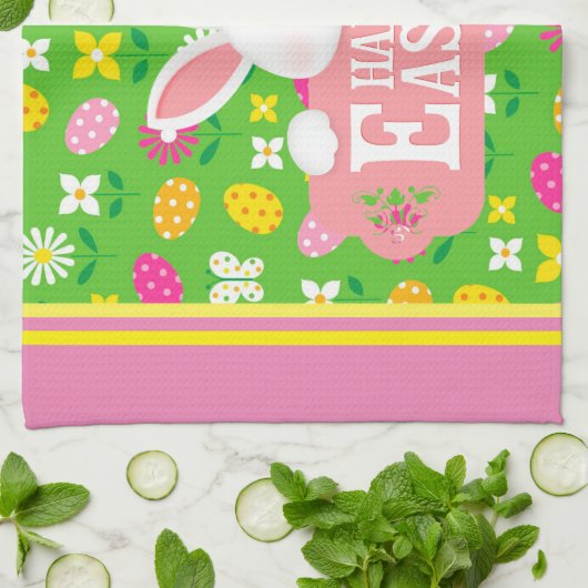 Happy Easter Holiday Trendy Bunny Floral Theedoek (Gevouwen)