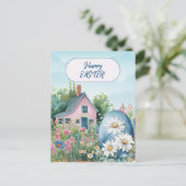 Happy Easter Home Giant Easter Egg Daisies Briefkaart (Staand voorkant)