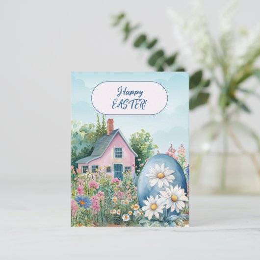 Happy Easter Home Giant Easter Egg Daisies Briefkaart (Staand voorkant)