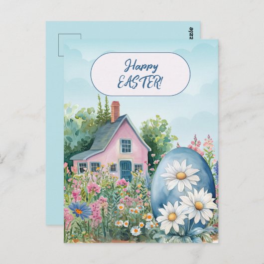 Happy Easter Home Giant Easter Egg Daisies Briefkaart (Voorkant / Achterkant)