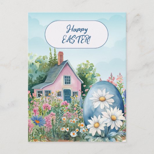Happy Easter Home Giant Easter Egg Daisies Briefkaart (Voorkant)