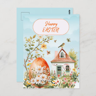 Happy Easter Home Giant Easter Egg Daisies Briefkaart