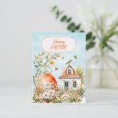 Happy Easter Home Giant Easter Egg Daisies Briefkaart (Staand voorkant)