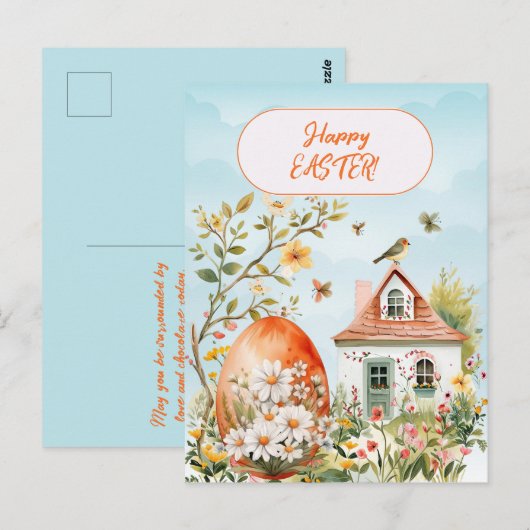 Happy Easter Home Giant Easter Egg Daisies Briefkaart (Voorkant / Achterkant)