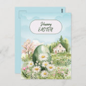 Happy Easter Home Giant Easter Egg Daisies Briefkaart (Voorkant / Achterkant)