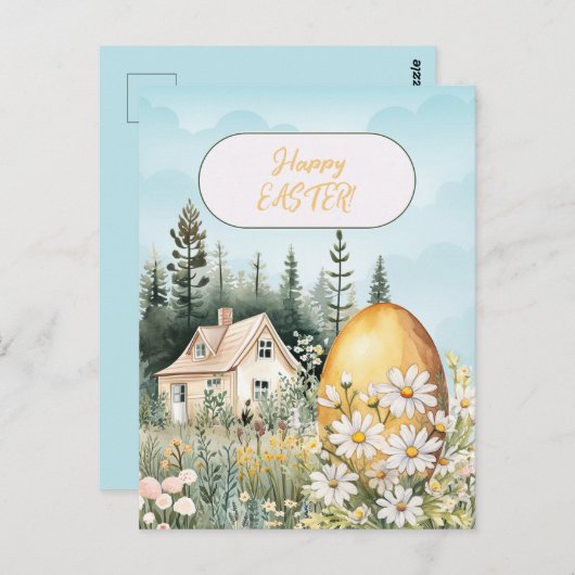 Happy Easter Home Giant Easter Egg Daisies Briefkaart (Voorkant / Achterkant)