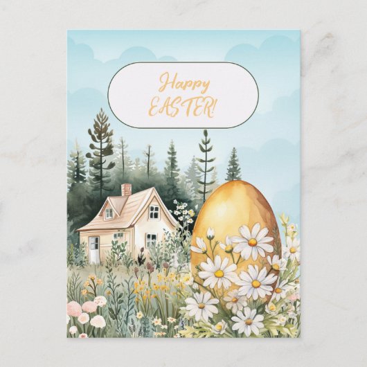 Happy Easter Home Giant Easter Egg Daisies Briefkaart (Voorkant)