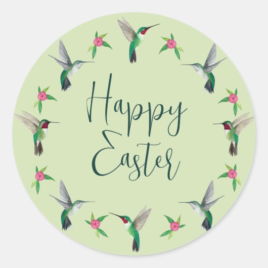Happy Easter Hummingbird Ronde Sticker (Voorkant)