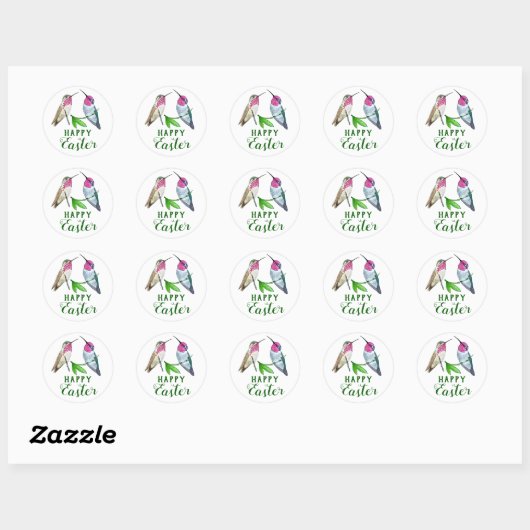 Happy Easter Hummingbird Ronde Sticker (Vel)