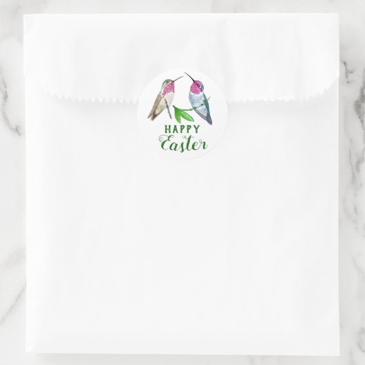 Happy Easter Hummingbird Ronde Sticker (Tas)