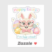 Happy Easter I'm Egg-cited Bunny  Sticker (Vel)