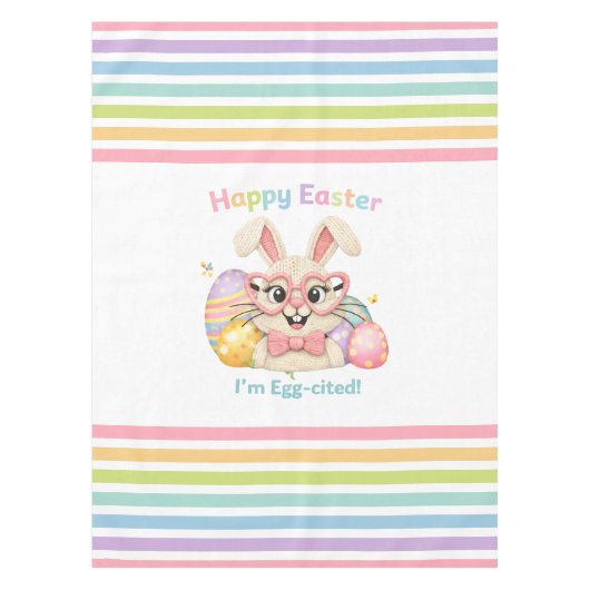 Happy Easter I'm Egg-cited Bunny  Tafelkleed (Voorkant)