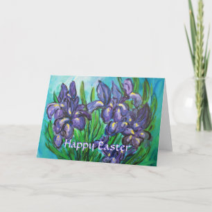 Happy Easter Iris Flowers Custom Wenskaart Feestdagen Kaart