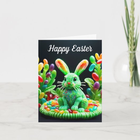 Happy Easter Jelly Bean Rabbit Feestdagen Kaart (Voorkant)